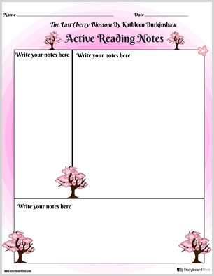 reading notes worksheet