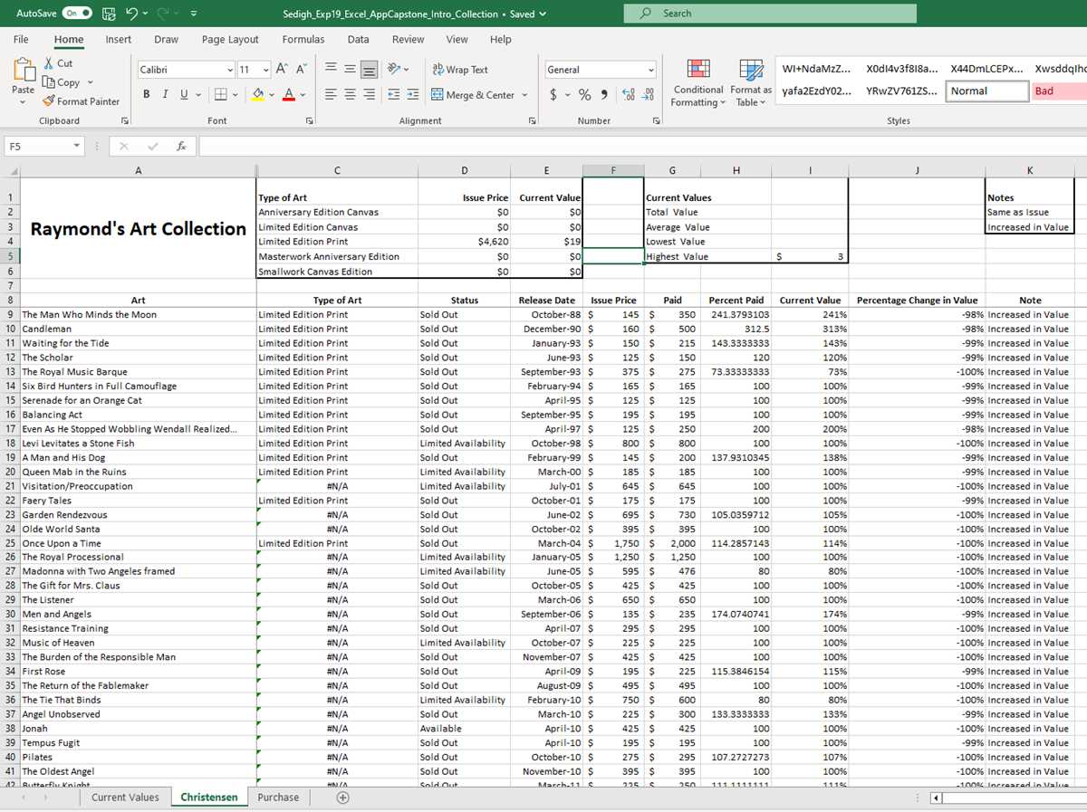 click cell h9 on the christensen worksheet