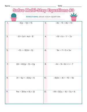 math equations worksheet