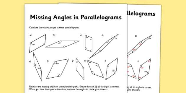 find the missing angle in quadrilateral worksheets