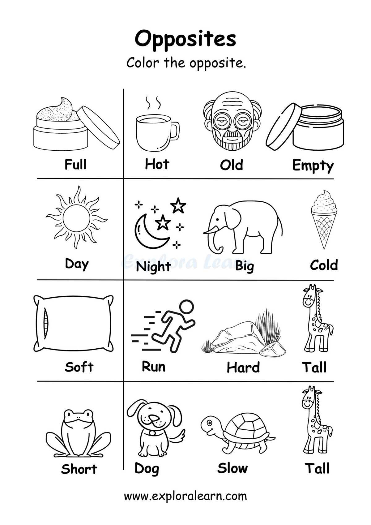 opposites worksheets for preschoolers