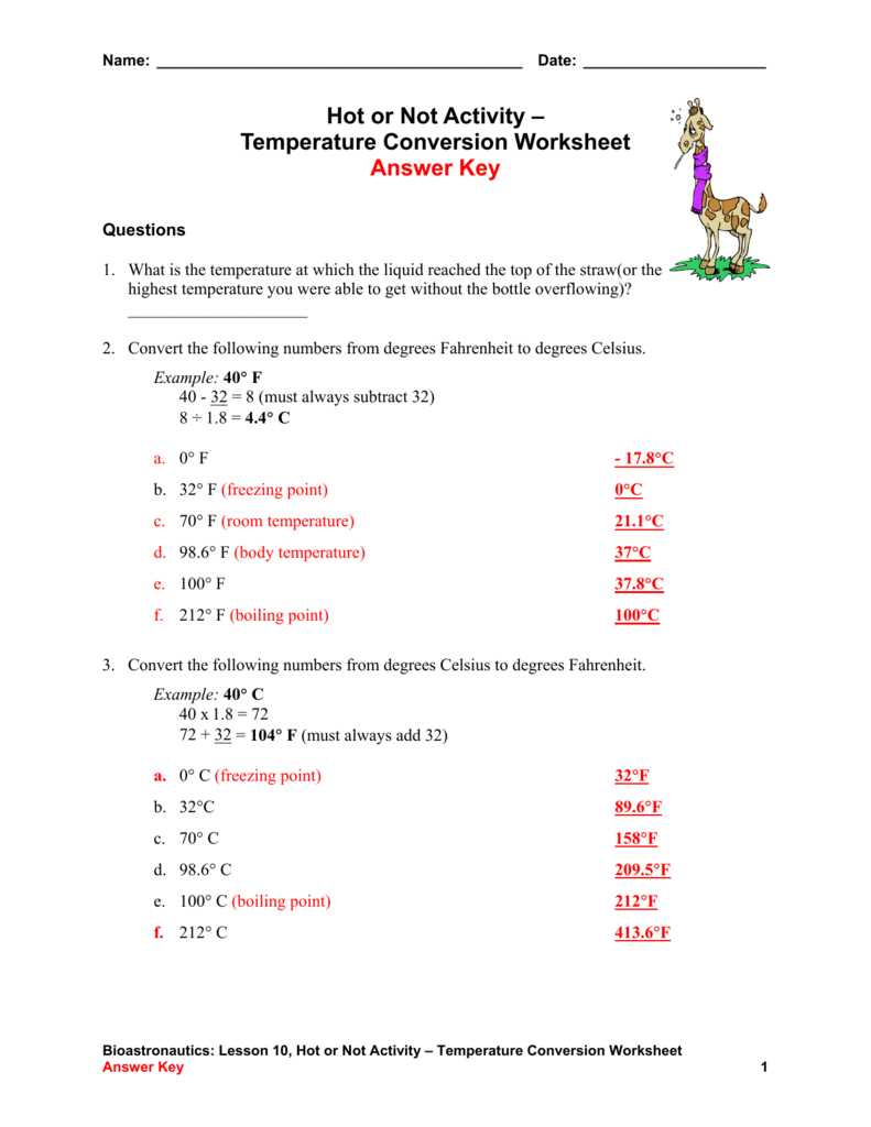 temperature conversion worksheet