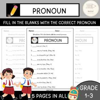 fill in the correct pronoun worksheet