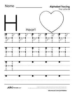 letter h traceable worksheets