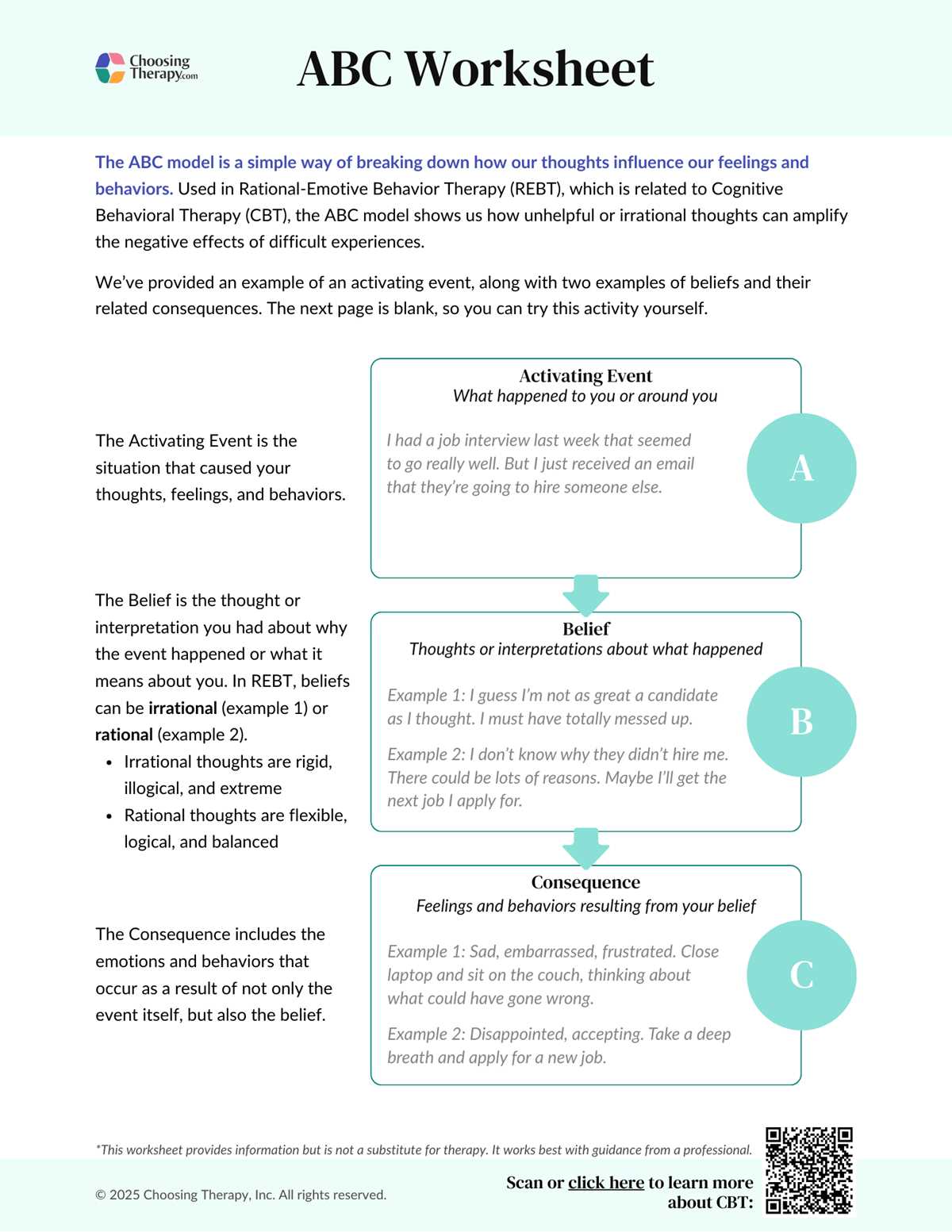 cbt and depression worksheets