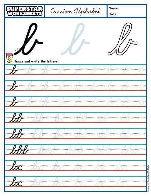 cursive b practice worksheet