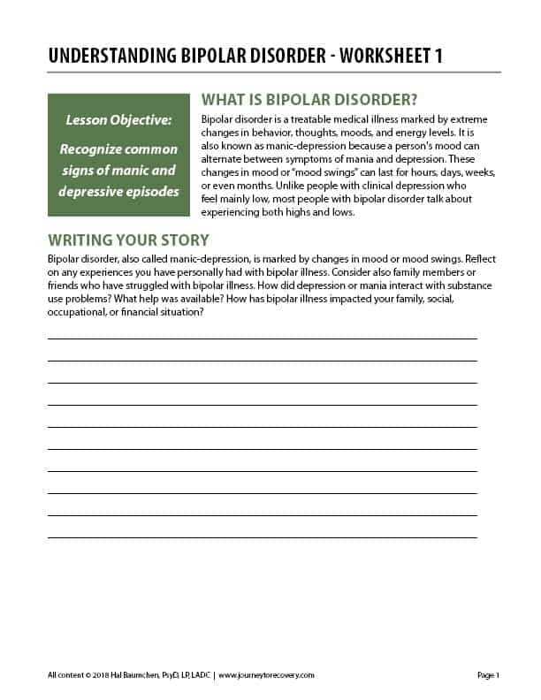 bipolar self help worksheets
