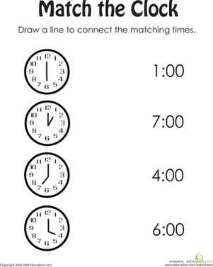 kindergarten telling time worksheets
