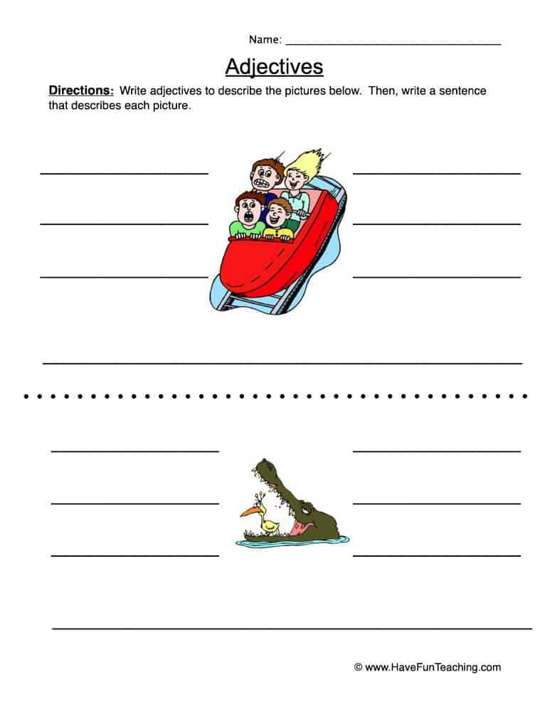 describe picture worksheet