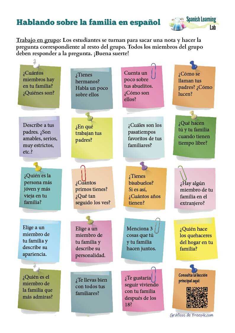 la familia worksheet in spanish