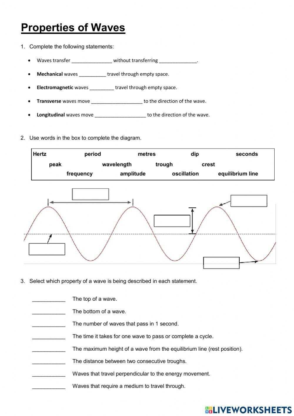 label a wave worksheet