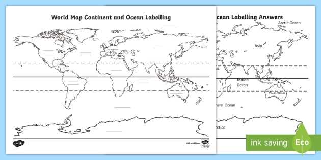 label the continents and oceans worksheet