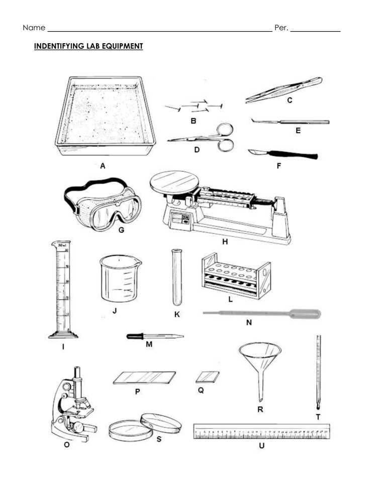 laboratory equipment worksheet