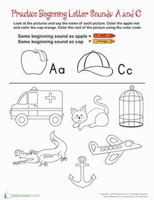 a b c phonics worksheet