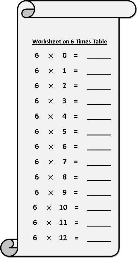 multiplication 6s worksheet