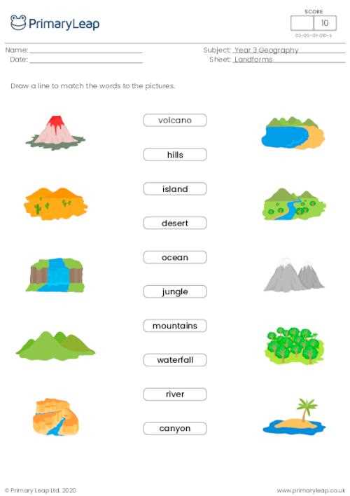 land formation worksheets