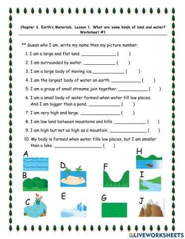 landforms and bodies of water worksheet