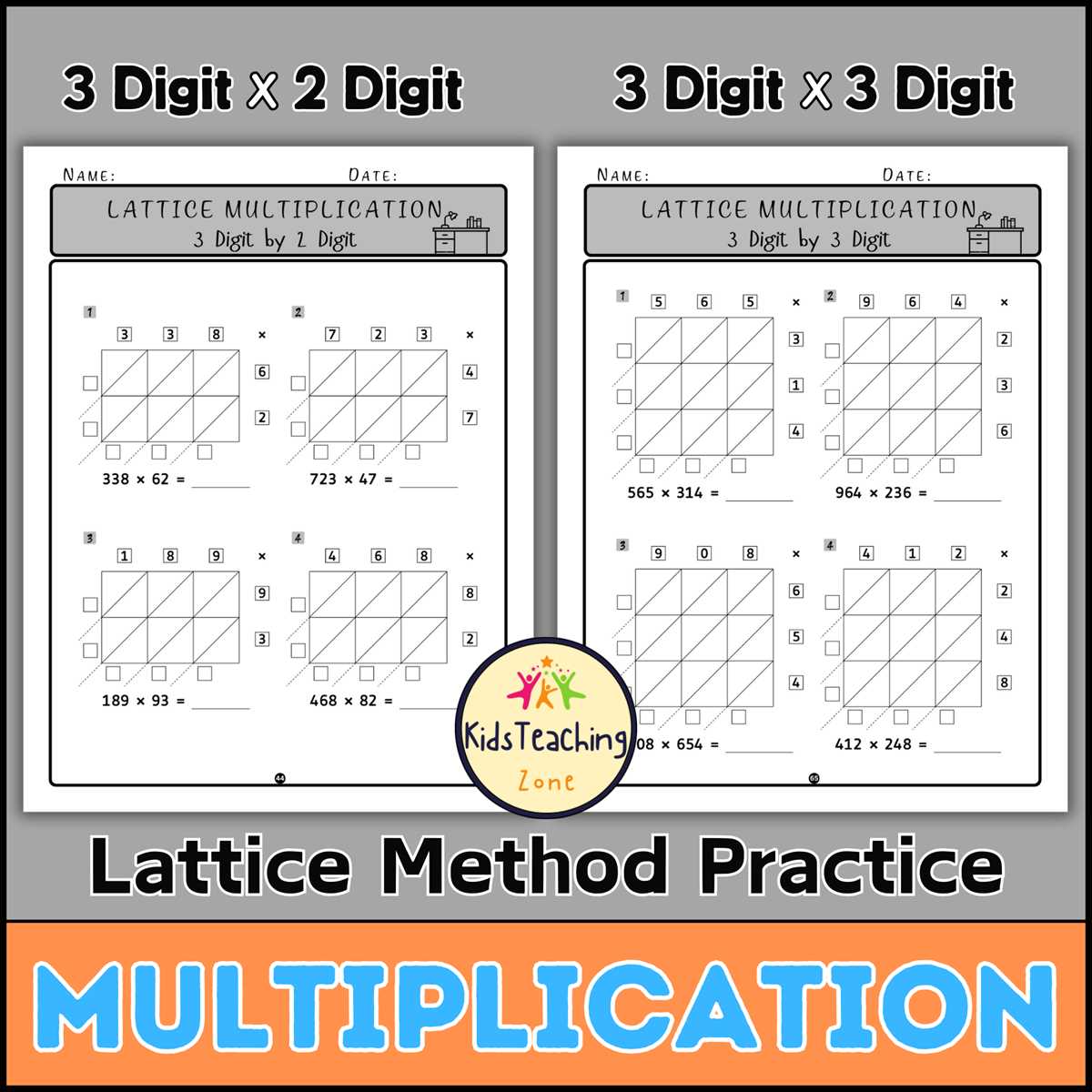 lattice multiplication worksheets