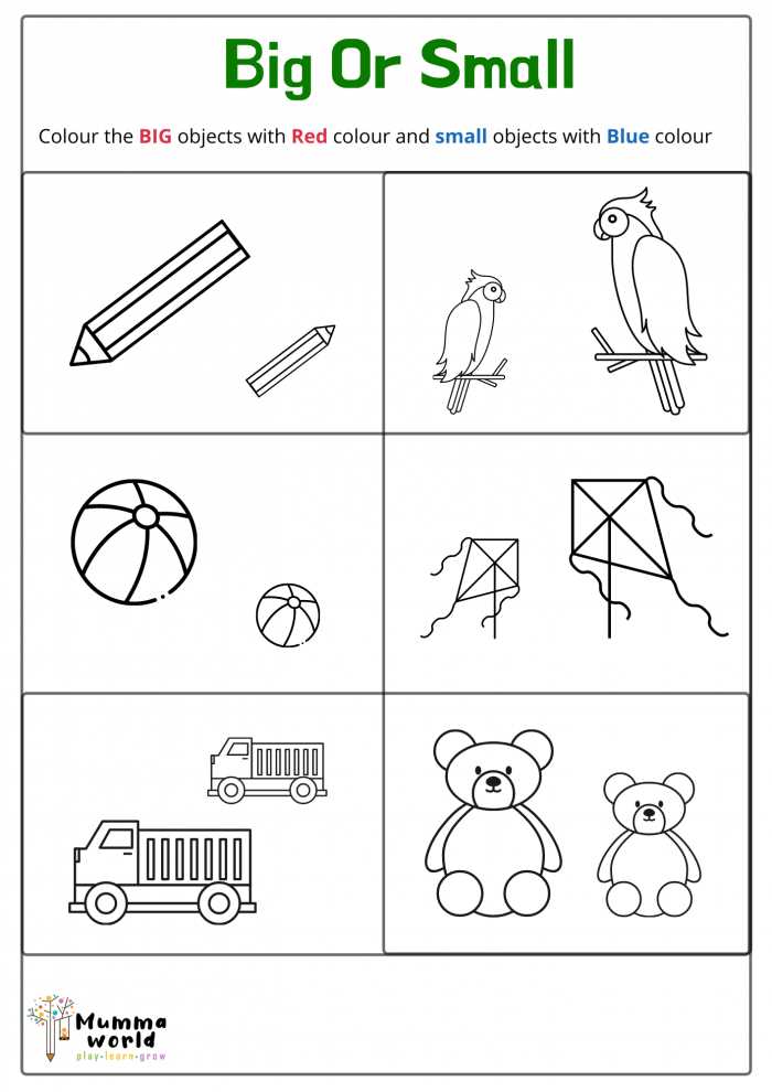 big and small worksheet preschool