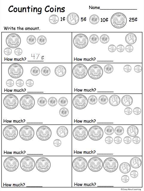 learning coins worksheets