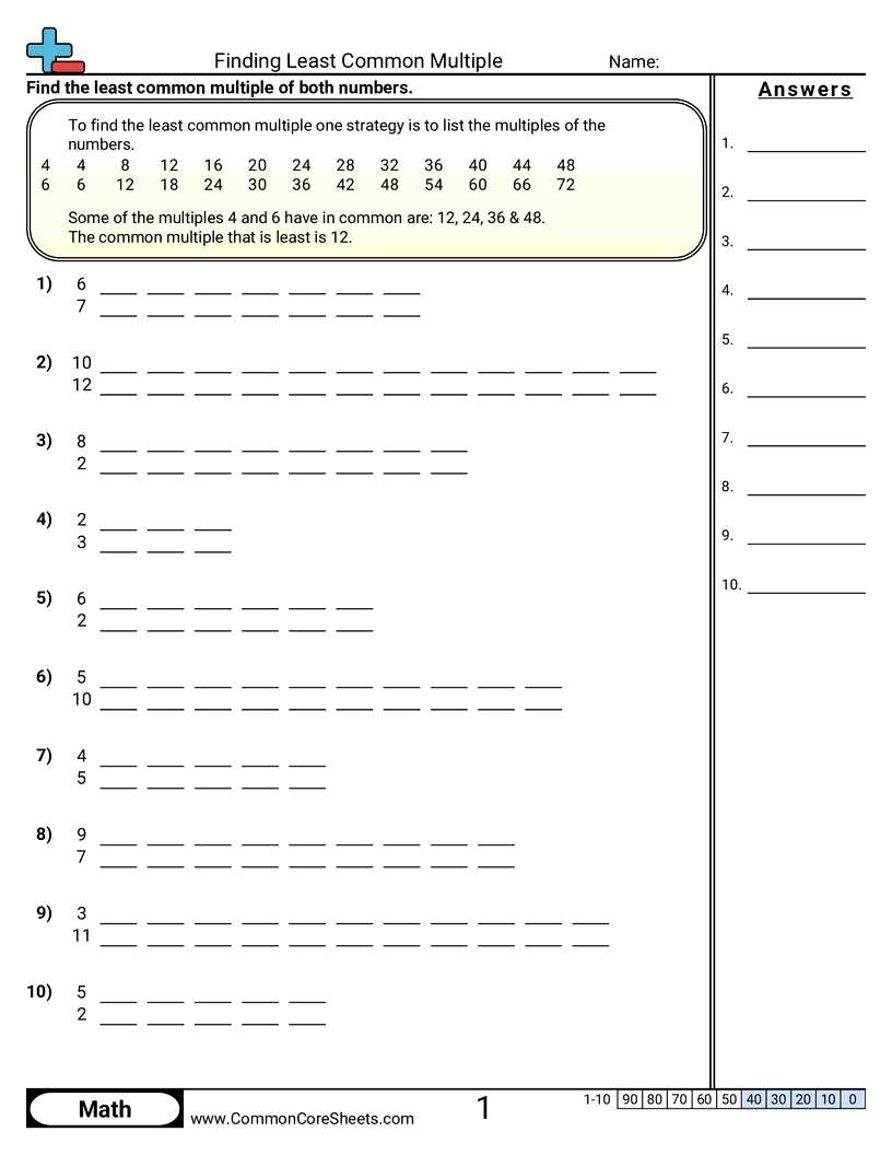 least common multiple free worksheets least common multiple free worksheets