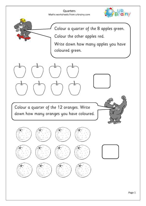 colour halves and quarters worksheet