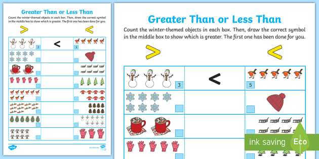 less than and greater than worksheets for kindergarten