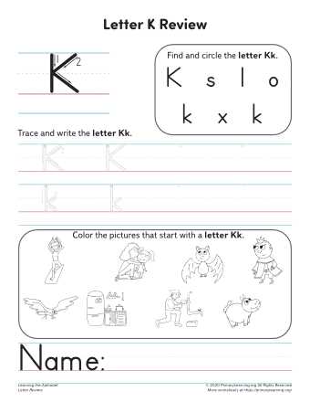 letter k worksheets for kindergarten