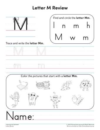 letter m worksheets for kindergarten
