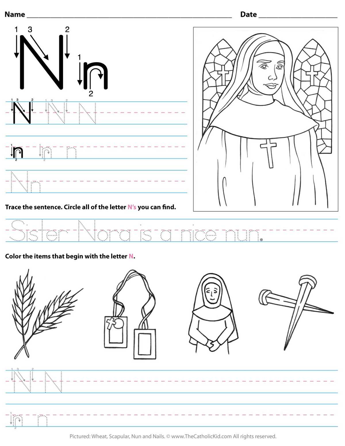 letter n worksheets for preschoolers