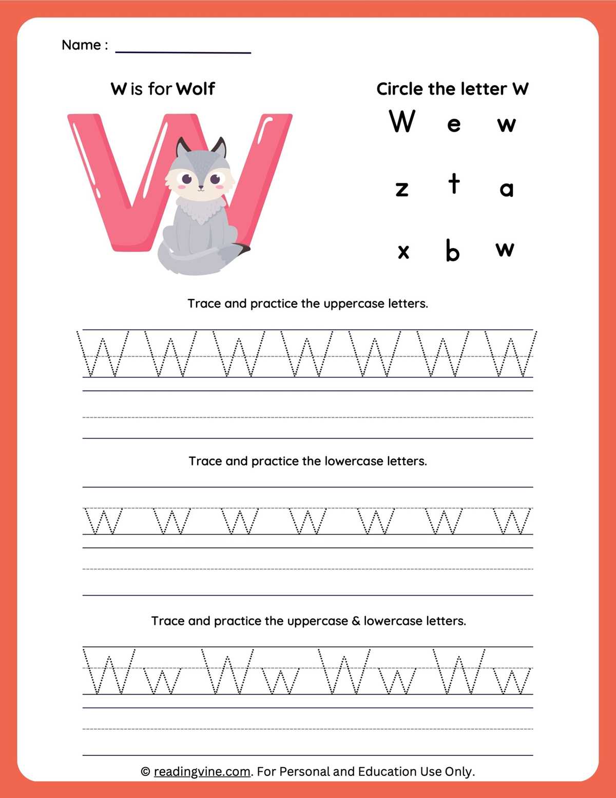 letter w traceable worksheets