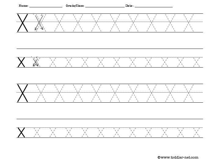 letter x tracing worksheets