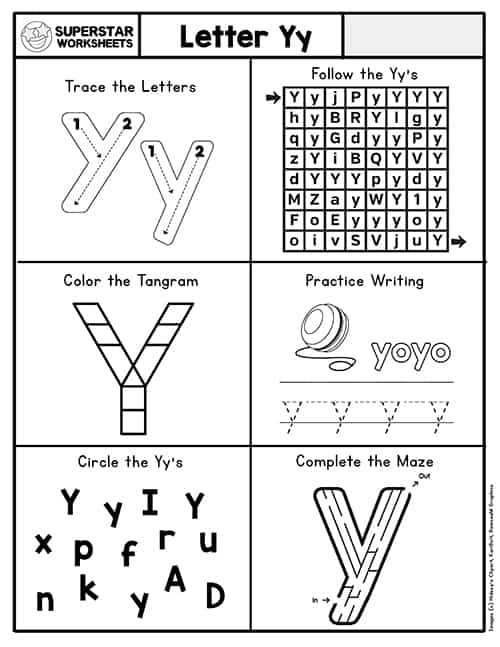 letter y worksheets for preschoolers