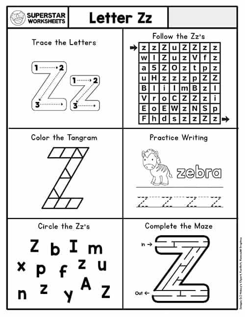 letter z worksheets