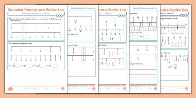 finding equivalent fractions with a number line worksheets