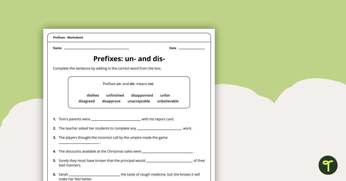 dis prefix worksheet