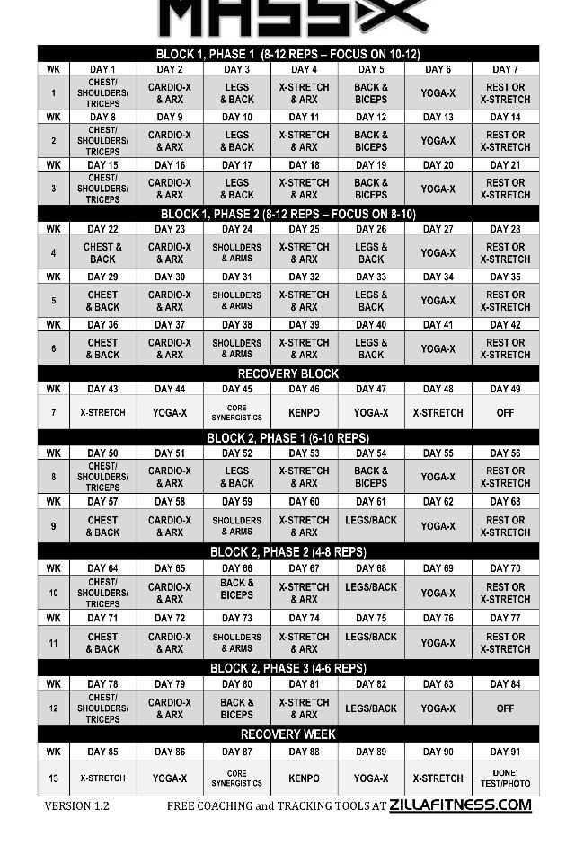 p90x workout worksheets