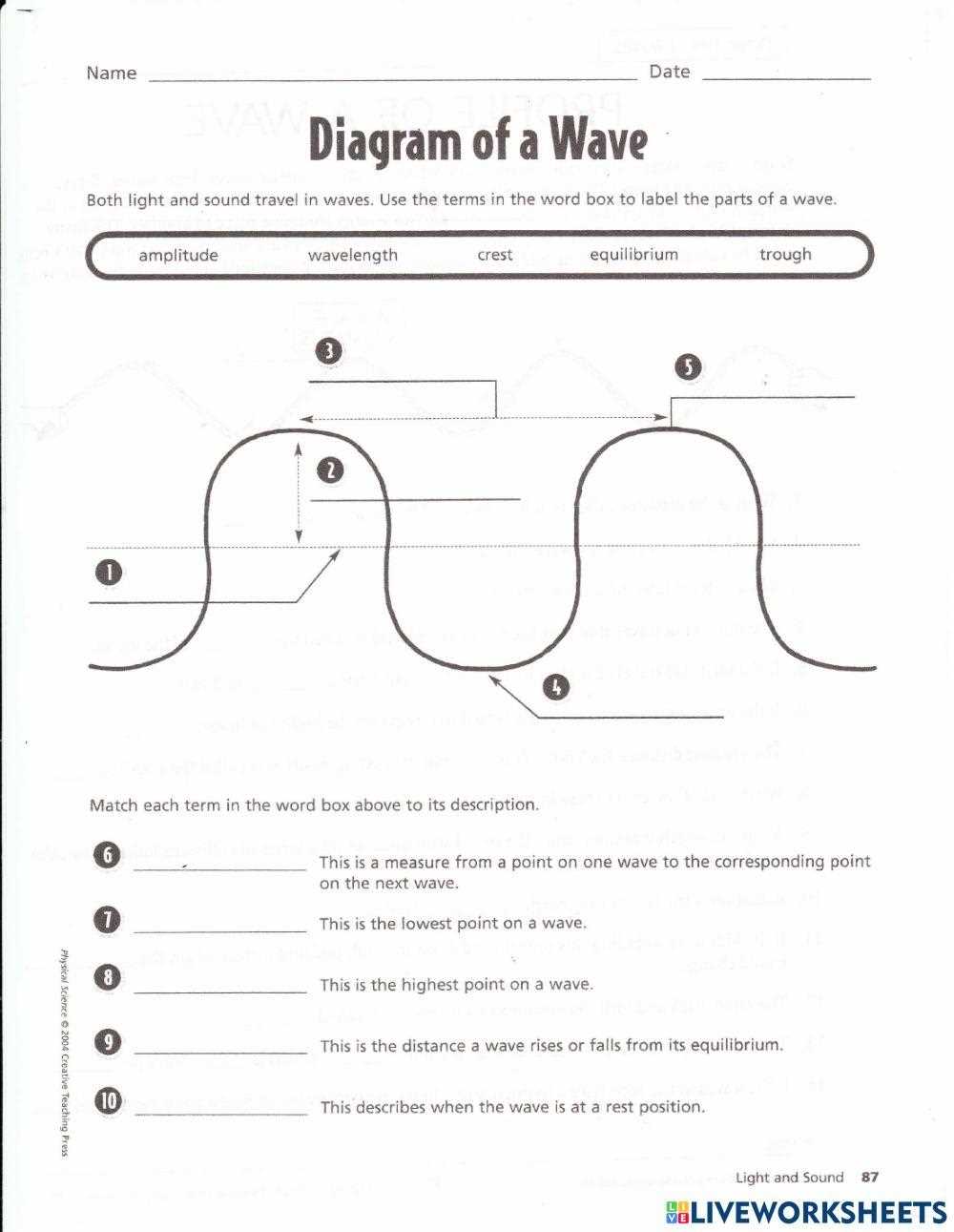 label a wave worksheet