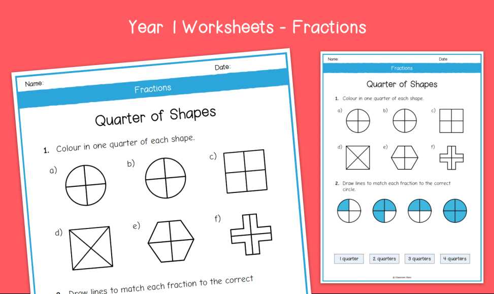 1 2 and 1 4 of shapes worksheet