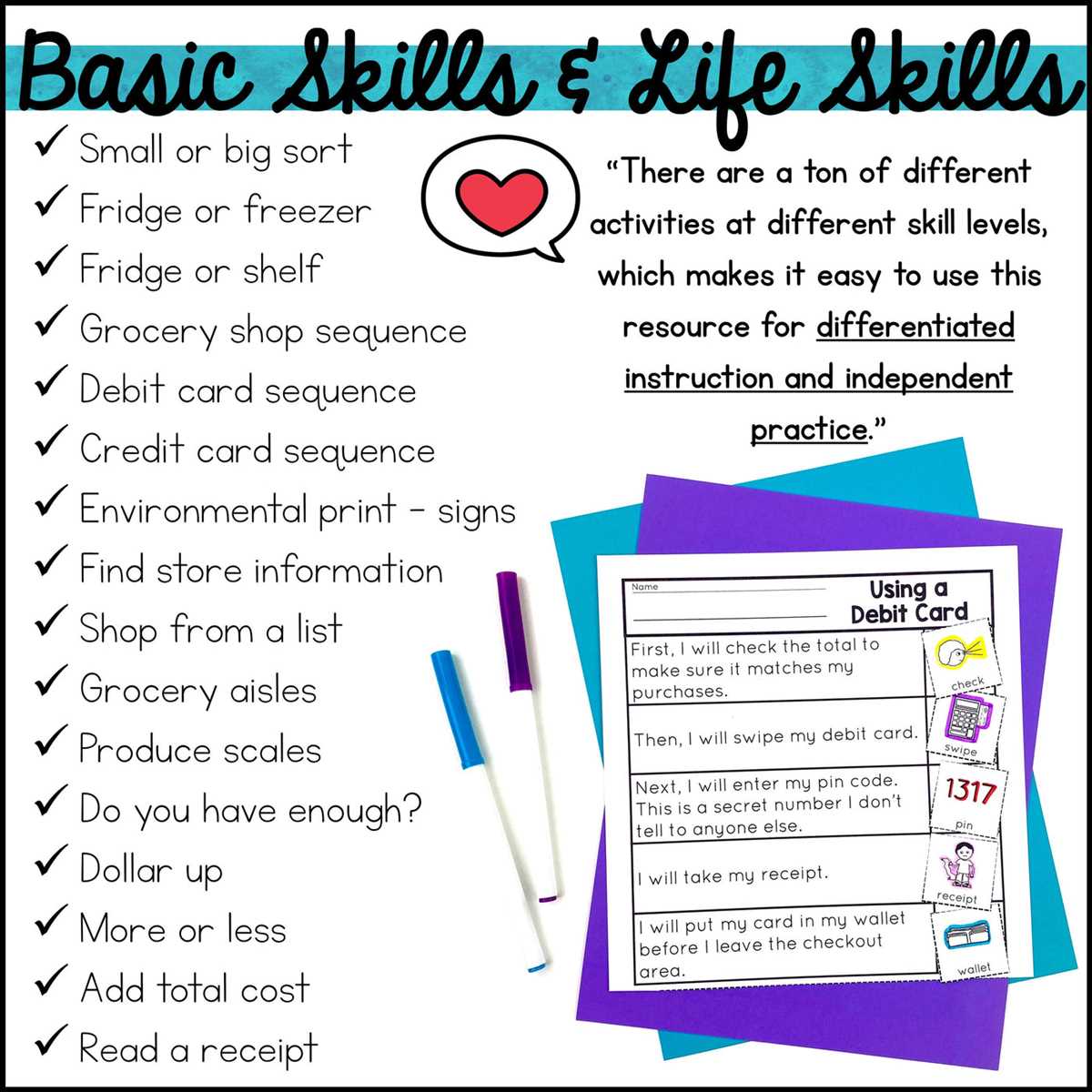 life skills worksheets for young adults