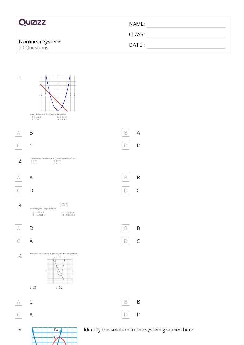 linear and quadratic systems worksheet