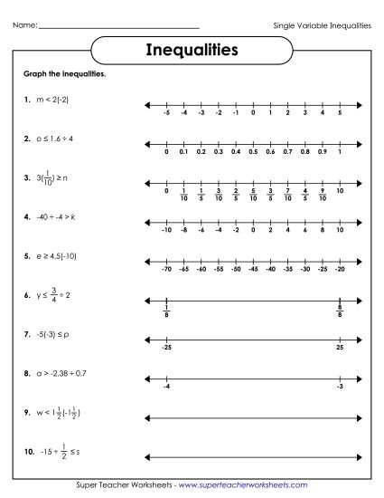 linear inequality worksheet