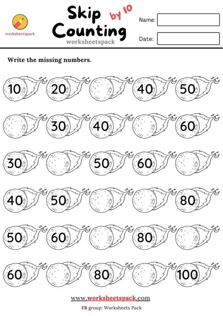 counting by 10 worksheets
