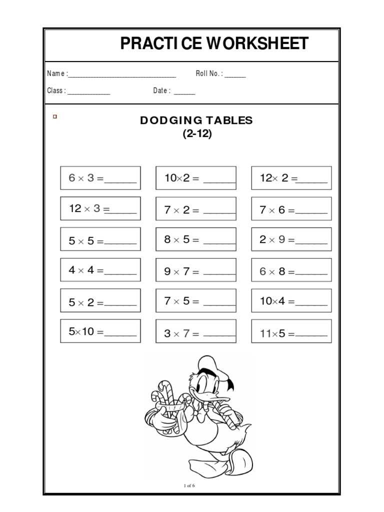 dodging tables 2 to 12 worksheets