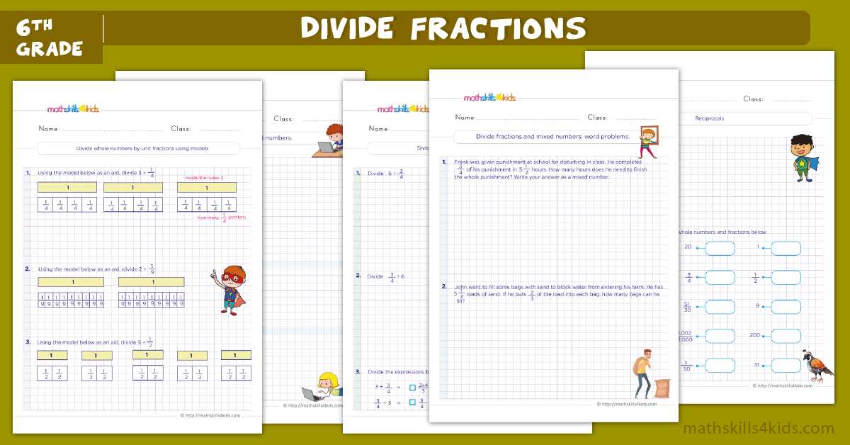 dividing fractions with whole numbers and mixed numbers worksheets