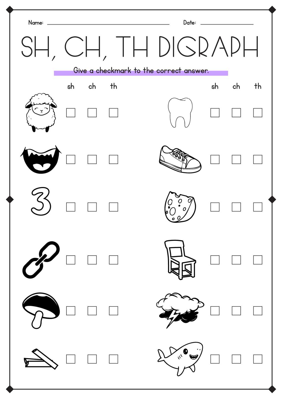 sh digraph worksheets