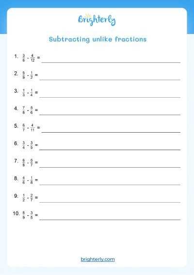 addition and subtraction fractions worksheets