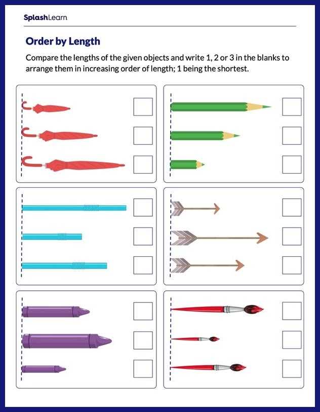 comparing length worksheets