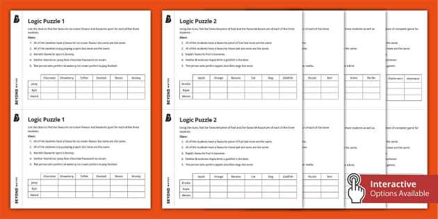logic worksheets