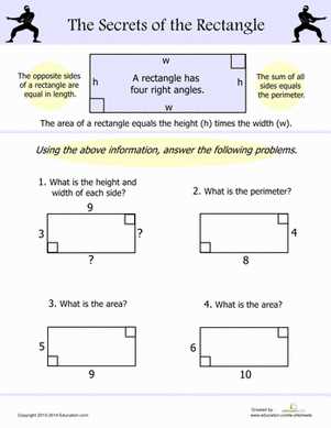 areas of rectangles worksheet